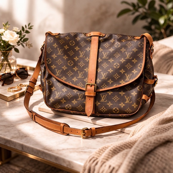 Louis Vuitton Handbags - Louis Vuitton Monogram Saumur 35 Vintage Double Satchel Messenger Crossbody Bag